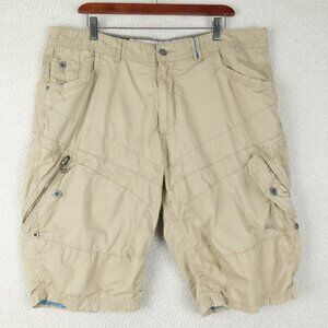 Projek Raw Cargo Shorts Mens 38 Beige Lightweight Army Boho Outdoor Hiking